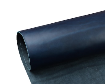 Blue Full Grain Oil Tanned Genuine Leather Pieces, Square 1.8mm-2.0mm (5-6oz) Tooling Leather Thick Full Grain Cowhide Leather Craft wallets