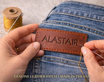 Jeans Patch, Jeans Aufnäher, Jeans Patch, personalisiertes Monogramm, personalisiertes Geschenk, Name auf Etikett gestickt, Größe 50x90cm - 1 Stück