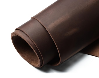 Brown Full Grain pull-up Oil Tanned Genuine Leather Pieces, Square 1.8mm-2.0mm (5-6oz) Tooling Leather Thick Cowhide Leather Craft wallet