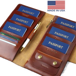 Personalized Leather Family Passport Holder Handmade Travel Wallet Passport wallet Document organizer 4 passport holder 5 6 passport wallet