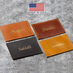 Personalized Leather Patch-1 Leather name Stitch on patch Leather tag Patch jeans Custom leather patch Stitch on leather label SIZE 2&quot;x 3-4&quot;