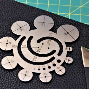 LEATHER TOOL Steel leather corner ruler  Circle cutting corner ruler Dravwing tool Circle cutter leather crafts Ruler metal stainless steel
