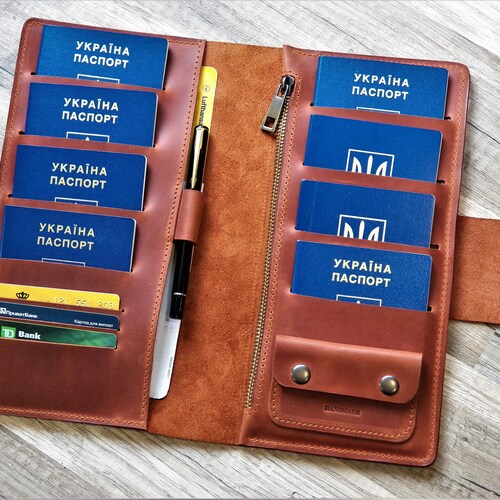 Family Passport Holder /monogramed Leather Travel Wallet/ Etsy