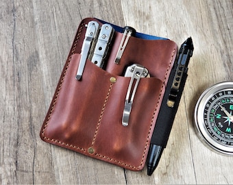 EDC organizer edc pocket organizer leather pocket organizer edc pouch leather edc wallet organizer for field notes wallet gear pocket knife