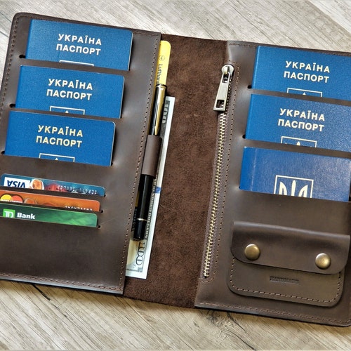 Family Passport Holder /monogramed Leather Travel Wallet/ Etsy