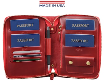 Family passport holder zipper 4-12 women travel wallet leather passport holder 6 leather red family passport holds 4  8 10 12 personalized