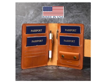 Family passport holder, Leather travel wallet, personalized passport cover 6 8 10 2 document organizer,