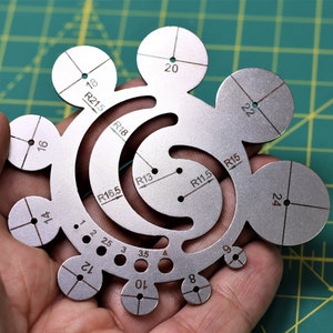 Steel leather corner ruler Leather tool Circle cutting corner ruler Dravwing tool Circle cutter leather crafts Ruler metal stainless steel