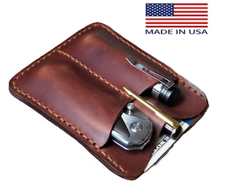 EDC pouch, edc pocket organizer MADE in USA wallet edc organizer gear pouch edc pocket organizer leather pocket knife edc pouch multitool