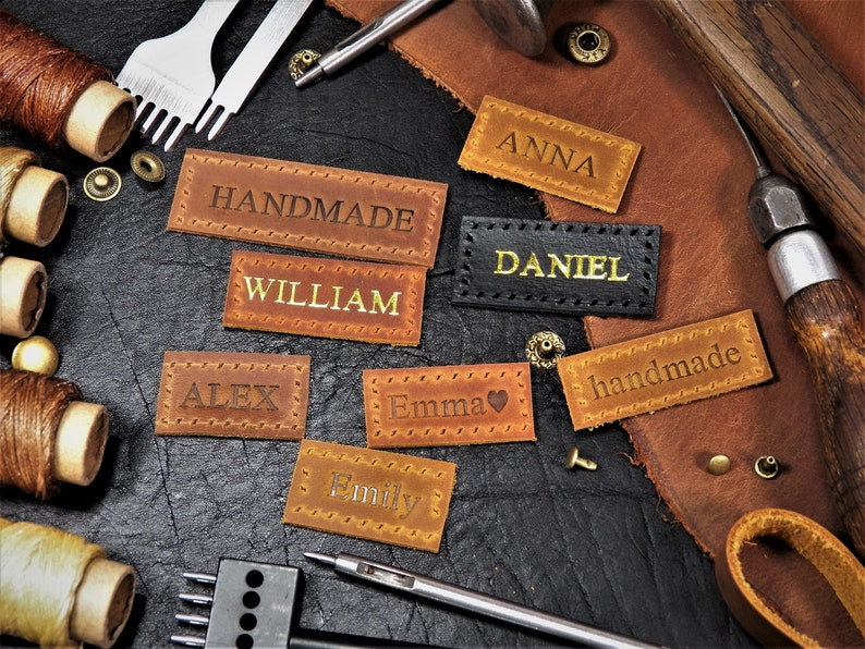 Personalised Leather Patch Leather Name Tag Custom Leather Etsy