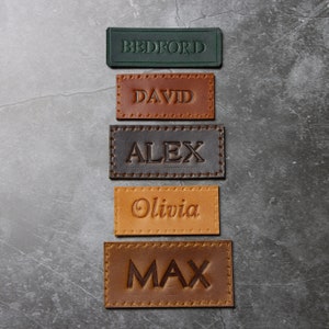 1 Custom leather patch Personalized Leather Patch Leather name Stitch on patch Leather name tag Patch jeans Stitch on leather tag label name