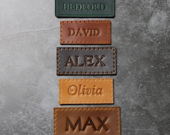 1 Custom leather patch Personalized Leather Patch Leather name Stitch on patch Leather name tag Patch jeans Stitch on leather tag label name