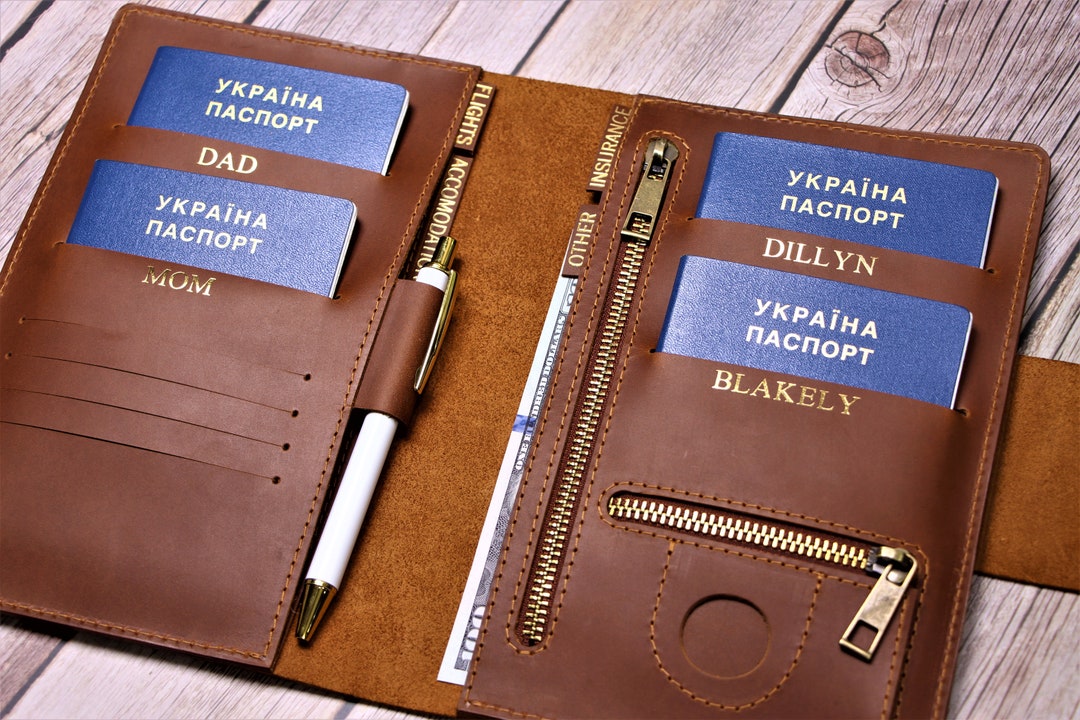Family Passport Holder Family Travel Wallet Leather Passport Holder