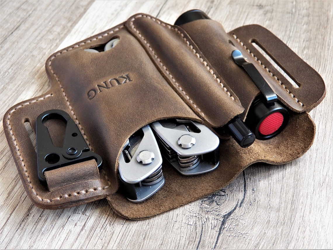Leatherman wave pouch EDC organizer Leatherman leather sheath Etsy