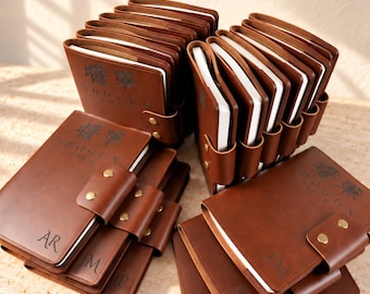 Personalized Corporate Leather Journal, Engraved Company Logo, Refillable A5, Bulk Business Gifts, 200-Page Notebook, Handmade in USA