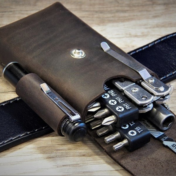 Leather Multitool Flashlight Case Etsy