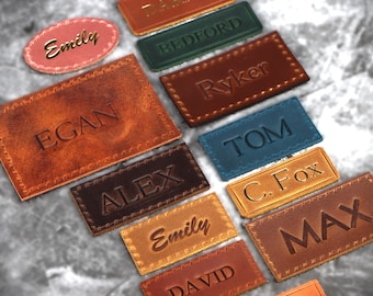 Personalized Leather Patch Leather name Stitch on patch Leather name tag Patch jeans Custom leather patch Stitch on leather tag label name