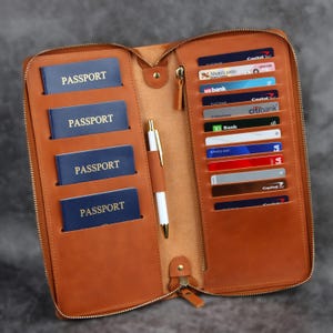 Familienpasshalter Reißverschluss 2 Familienreisebrieftasche Lederpasshalter Leder Familienpass hält 3 4 personalisierten Reisepass 5