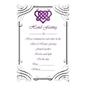Handfasting certificate wedding marriage parchment wicca pagan hand fasting Triquetra download