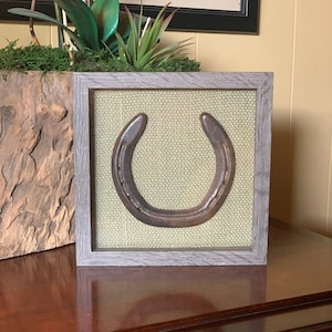 Framed Horseshoe with Burlap Backing