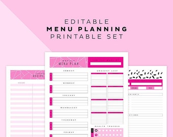 Monthly Menu Planner Printable Set