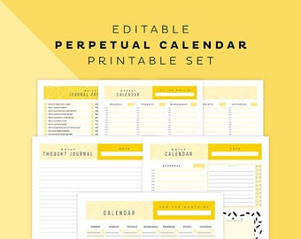 Perpetual Planner Calendar Printable Set