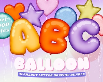 Alphabet Balloon Clip Art Bundle - Over 1000 PNG Files - PERSONAL USE