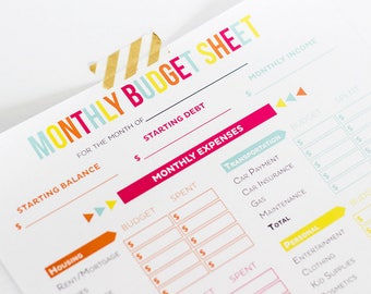 Monthly Budget Worksheets