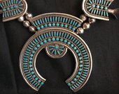 Naneen Hatti Harlen Ceremonial Squash Blossom Needle Pettipoint Sterling Silver -1970s - Zuni