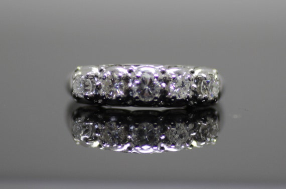 14k White Gold Diamond Band - image 1