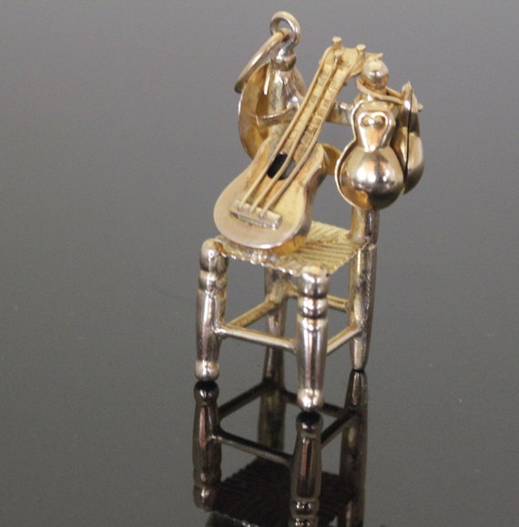 14k Gold Chair and Guitar Pendant