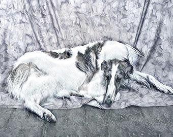 Borzoi Lying on a Cloth