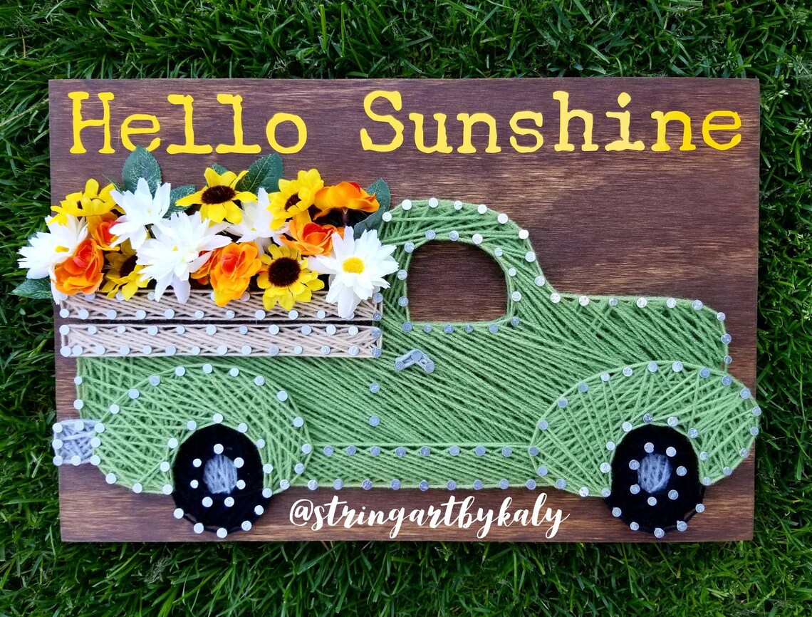 Spring Sunflower Truck String Art | Etsy