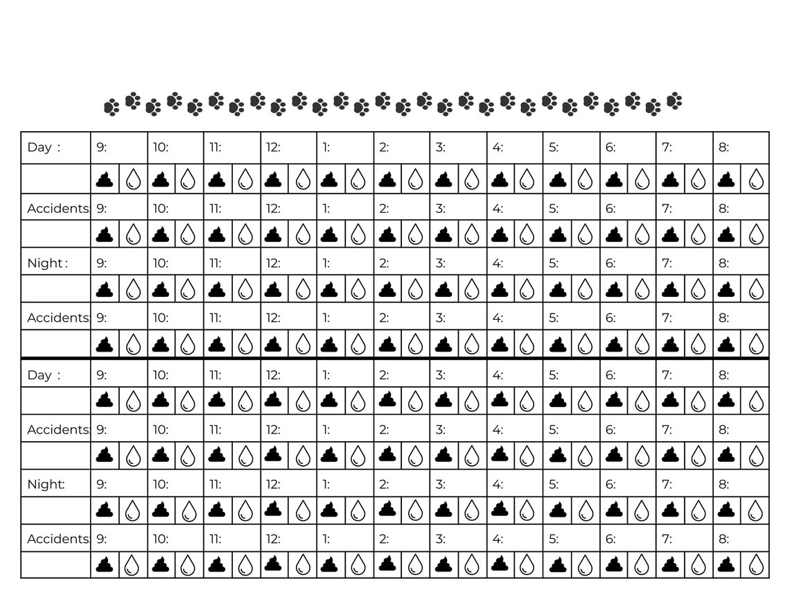 Puppy Potty Training Chart Etsy