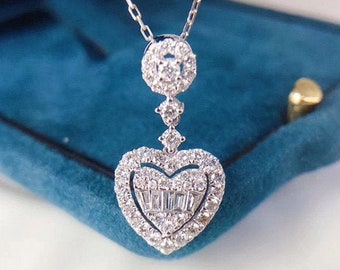 Beautiful Platinum Plated Cubic Zirconia Heart Necklace