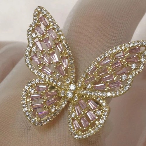 Butterfly Luxury Original Design Pink Butterfly Ring Zircon - Etsy