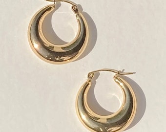 Gorgeous 18K Gold Plated Stainless Steel Crescent Hoops