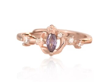 Princess Mulan Ring | 925 Sterling Silver 14K Rose Gold Plated Cubic Zirconia Adjustable Ring