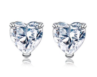 Crystal Heart Stud Earrings