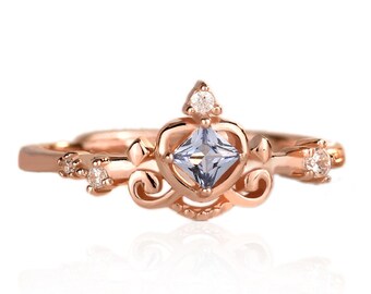 Princess Cinderella Ring | 925 Sterling Silver 14K Rose Gold Plated Cubic Zirconia Adjustable Ring