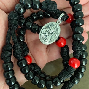 Seven Sorrows Of Mary Chaplet- - Catholic Chaplet-Black beads rosary - handmade
