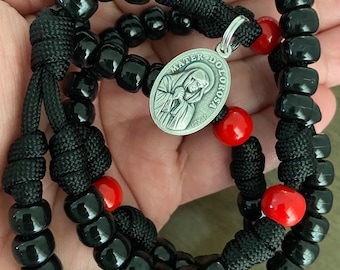Seven Sorrows Of Mary Chaplet- - Catholic Chaplet-Black beads rosary - handmade