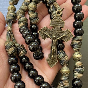 Military Catholic Rosary, Durable paracord Rosary  - Handmade