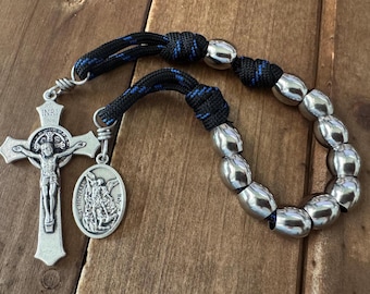 Saint Michael Paracord Rosary, Stainless Steel Beads, Handmade