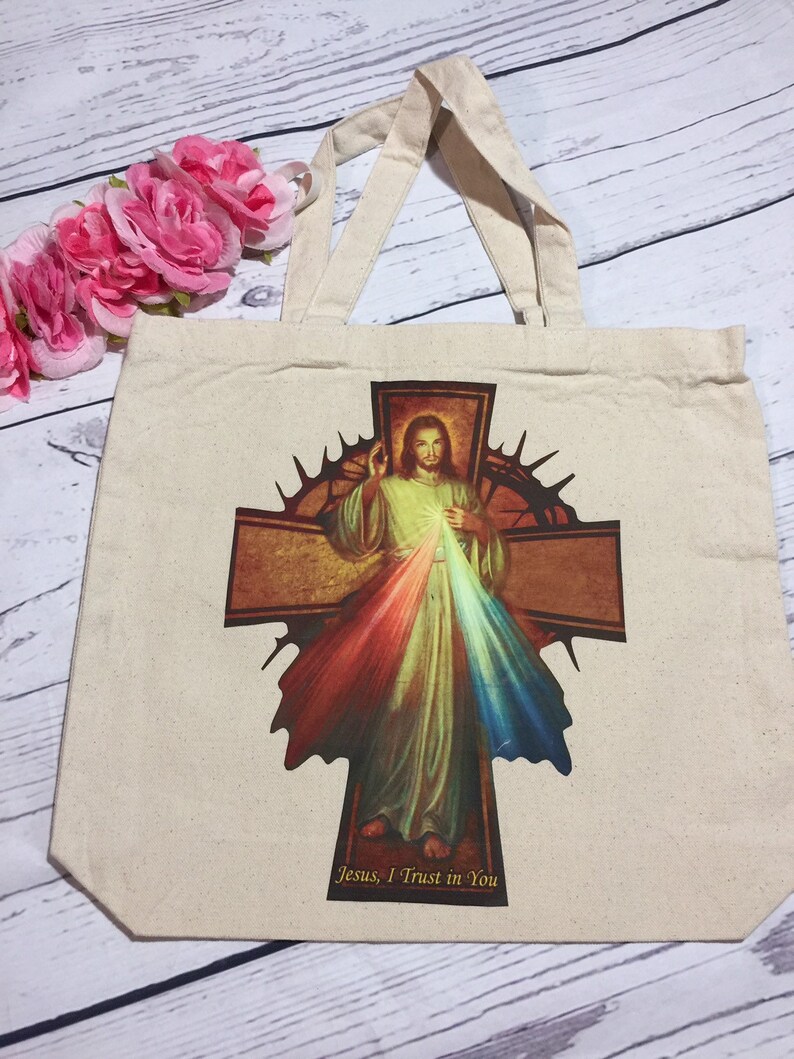 Divine Mercy Catholic tote bag Jesus canvas tote bag Etsy