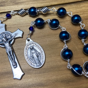 Single decade Catholic Rosary -  Miraculous Medal - St. Benedict Crucifix- handmade