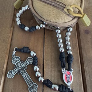 St Michael Catholic Rosary, Large Stainless Steel bead Rosary, Heavy Duty Military Rosary, 12 Apostles Crucifix-Handmade