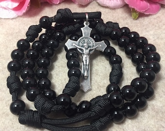 Rosario San Benedetto Da Uomo Collana Cattolica In Paracord In Legno - Foto 12