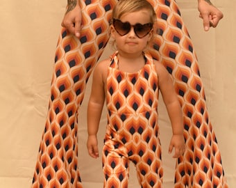 Kids Bell Bottom Jumpsuit - Baby Bell Bottoms - Toddler Jumpsuit - Mommy and Me Matching Outfits - Psychedelic Jumpsuit - Retro kids vintage