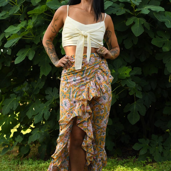 WRAP TIE SKIRT WITH RUFFLE THE HUM OF THE ALHAMBRA